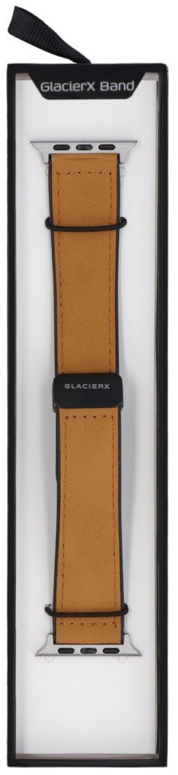 GlacierX pasek Leather Magnetic Buckle Amber Oak do Apple Watch 42/44/45/49mm Karmelowy