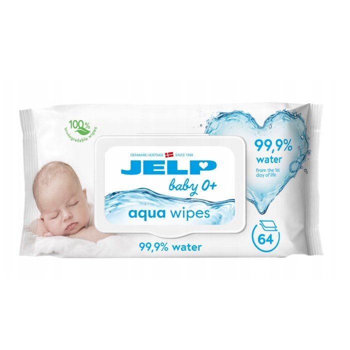 JELP Aqua Wipes chusteczki nawilżane 99.9% wody 64szt
