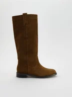 Kozaki damskie - Reserved - Zamszowe kozaki - beżowy - miniaturka - grafika 1