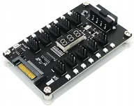 Chłodzenie procesora - Rozdzielacz do wentylatorów wiatraków Hub 10x 3 / 4 pin z wyświetlaczem LED - miniaturka - grafika 1