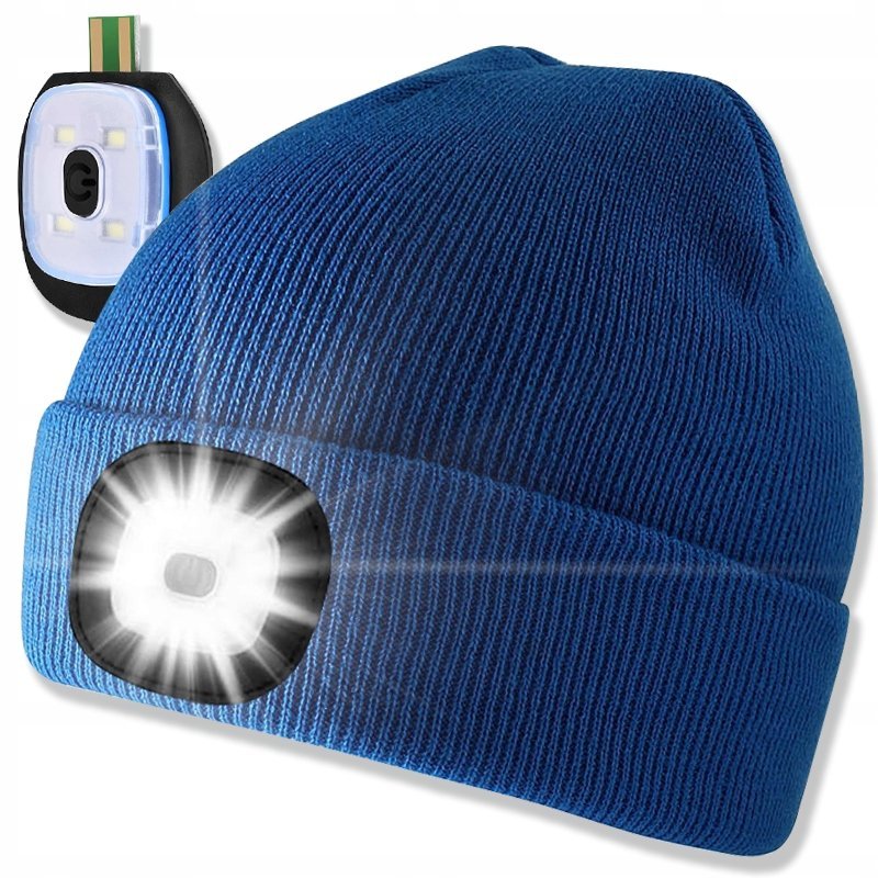 Czapka Zimowa z Latarką Lampką LED Ładowanie USB ocieplana Sportowa unisex