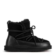 Półbuty męskie - Damskie botki sznurowane z futerkiem czarne - miniaturka - grafika 1