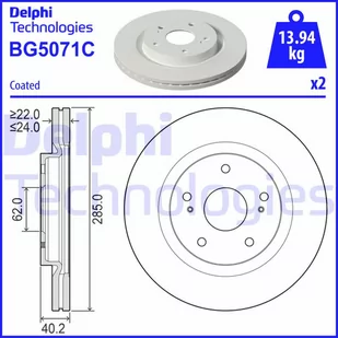 Tarcza hamulcowa DELPHI BG5071C - Tarcze hamulcowe - miniaturka - grafika 1