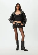 Spodenki damskie - Stradivarius Mini spodenki eleganckie Czarny S - miniaturka - grafika 1