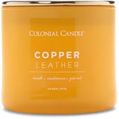Świece - Świeca zapachowa sojowa w szkle 3 knoty Colonial Candle Pop Of Color 411 g - Skóra Copper Leather - miniaturka - grafika 1