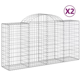 vidaXL Kosze gabionowe, 2 szt, 200x50x100/120 cm, galwanizowane żelazo - Ogrodzenia - miniaturka - grafika 3