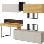 Zestawy mebli dla dzieci - Zestaw Mebli Młodzieżowych z Oświetleniem SET-02 Teen Flex Lenart Hikora Naturalna, Silk Flou, Raw Steel - miniaturka - grafika 1