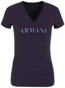 Armani Exchange Damska koszulka z logo z dekoltem w serek, Soul, L - Koszulki i topy damskie - miniaturka - grafika 1