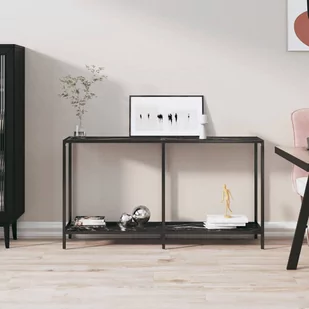 shumee shumee Stolik konsolowy czarny 140x35x75,5 cm szkło hartowane - Konsole i sekretarzyki - miniaturka - grafika 1