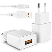 Ładowarki do telefonów - Ładowarka sieciowa USB 2.4A Single Fast Charger + Kabel USB do micro USB 2400mAh 12W Biała - miniaturka - grafika 1