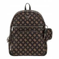 Plecaki - Guess Plecak Damski Power Play Large Tech Backpack Brązowy - miniaturka - grafika 1
