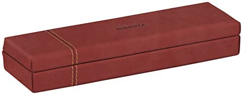 Rhodia 194512C - Etui na długopisy 21x5,5x3cm, elegancka sztuczna skóra, na ołówki, pędzle i długopisy, 1 sztuka, kolor Nacarat Red