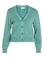 Swetry damskie - Vila Damski kardigan Viril Multi Short L/S Knit Cardigan-noos, Green Milieu/Szczegóły: w. Alhambra, S - miniaturka - grafika 1