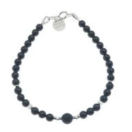 Bransoletki - Skorulski Jewellery, Bransoletka, Turmalin czarny, Onyks i srebro-18,5 cm - miniaturka - grafika 1