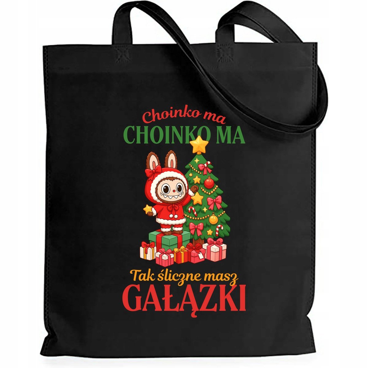 Torba EKO Czarna Shopper CHOINKO MA CHOINKO MA Prezent Święta Mikołajki Wz