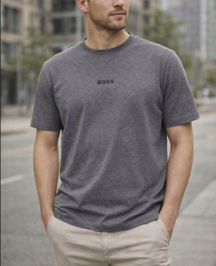 Koszulka T-shirt męska szara Boss rozmiar S bawełna