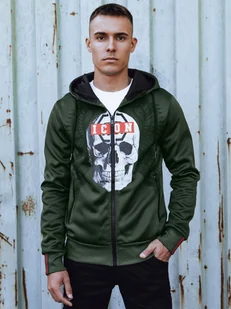 Bluza męska rozpinana z kapturem zielona Dstreet BX5838 - Bluzy męskie - miniaturka - grafika 1