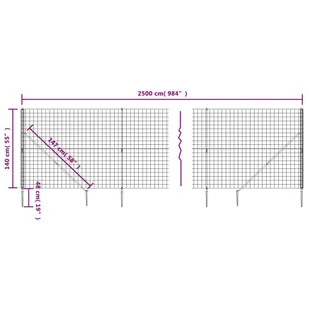 Ogrodzenie z siatki, z kotwami, antracytowe, 1,4x25 m Lumarko! - Ogrodzenia - miniaturka - grafika 6