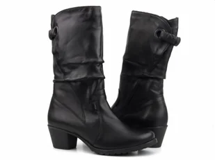 Wysokie botki damskie skórzane - AXEL 4293, czarne - Botki damskie - miniaturka - grafika 1