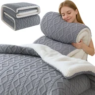 Koce - Kołdra Ciepła Zimowa Puszysta 150X200 Gruby Koc Dwustronny Baranek 4,2 Kg Szara - miniaturka - grafika 1