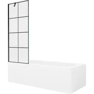 Wanny - Mexen Vega wanna prostokątna 170 x 70 cm z obudową i parawanem 1-skrzydłowym 70 cm, czarny wzór - miniaturka - grafika 1