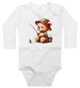 Body dla niemowląt - Body dziecięce Pluszowy Miś Wędkarz Łowiący Rybę Dzień Misia 86/92 - miniaturka - grafika 1