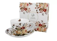 Filiżanki - Duo Filiżanka Do Kawy I Herbaty Porcelanowa Ze Spodkiem Romantic Zahra Biała 470 Ml - miniaturka - grafika 1