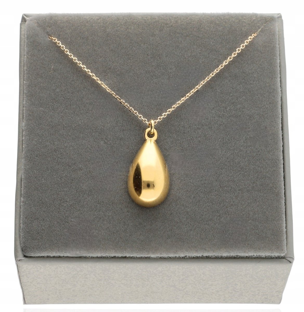 Złoty naszyjnik elegancki z gładką łezką łańcuszek łezka sopel 925