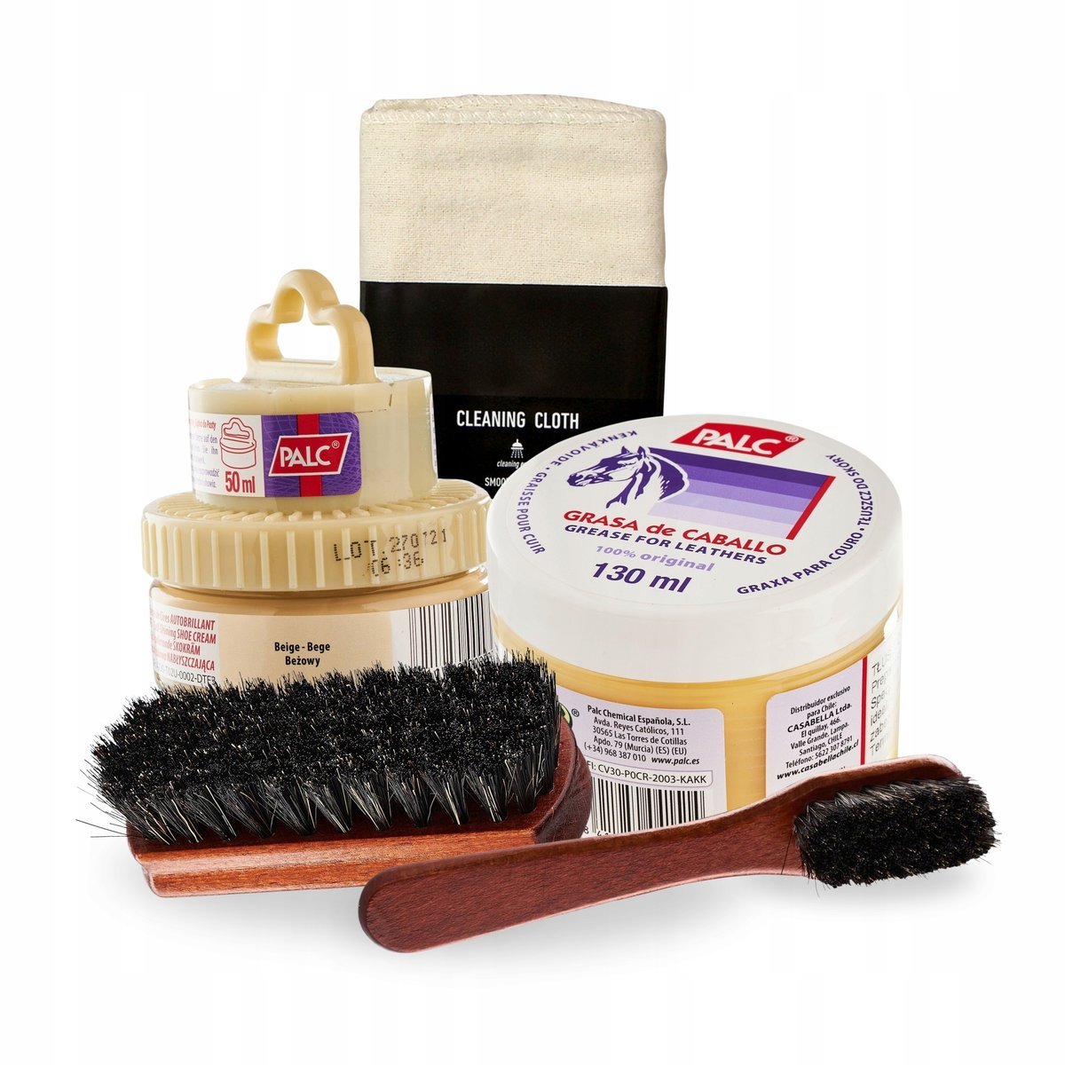 Beżowa Pasta z Tłuszczem i Akcesoriami do Czyszczenia Butów Palc Zestaw 5w1