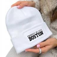 Czapki damskie - CZAPKA ZIMOWA KLASYCZNA BIAŁA City Boston Wzory - miniaturka - grafika 1