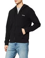 Bluzy męskie - BOSS Męska bluza z kapturem Zeedo 1 z mieszanki bawełny z zamkiem błyskawicznym i kontrastowym logo, czarny (Black1), S - miniaturka - grafika 1