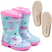 Buty dla dziewczynek - Kalosze dziecięce WOJTYŁKO rozmiar 25 gumiaki ze ściągaczem lekkie JEDNOROŻEC - miniaturka - grafika 1