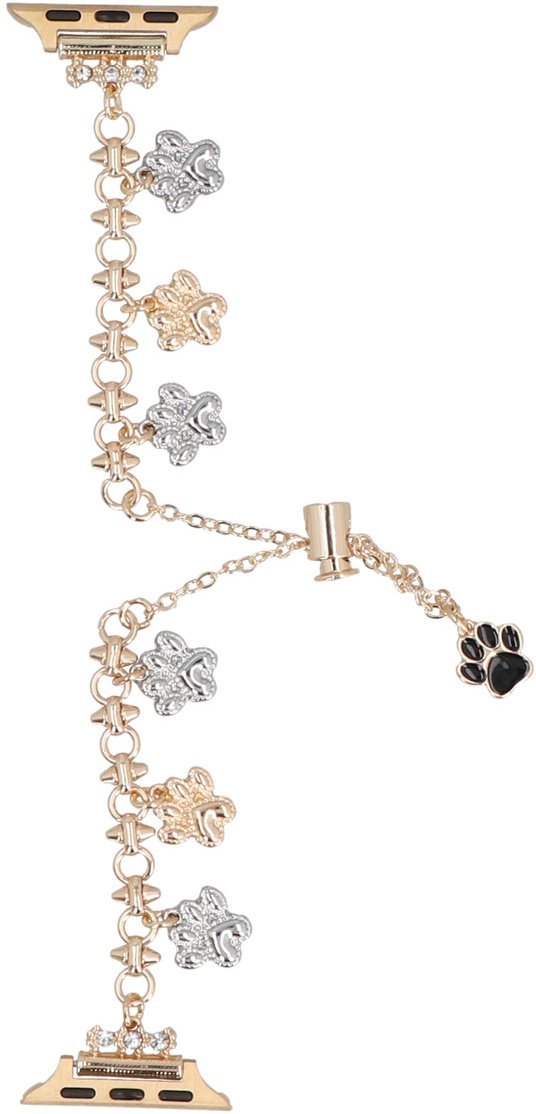 Nowa bransoleta do smartwatcha GlacierX Slider Clasp Little Paws Charm Bracelet Gold do Apple Watch 38/40/41mm Złota