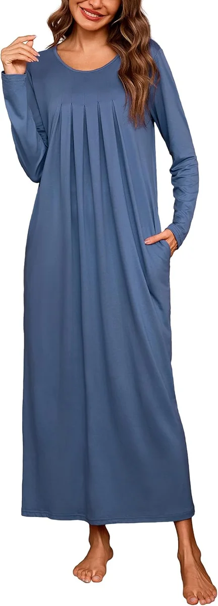 RĘKAW KOSZULA NOCNA BAWEŁNIANA DŁUGI LUŹNA ELEGANCKA ZIMOWA ROZMIAR S