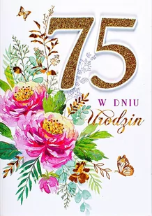 Kartka na 75-te urodziny zdobiona brokatem M899 - Kartki okolicznościowe i zaproszenia - miniaturka - grafika 1