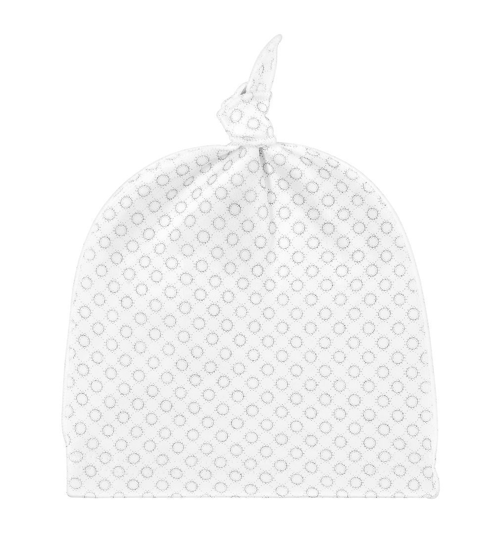 Czapka biała w kółeczka 38