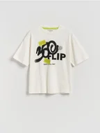 Koszulki dla chłopców - Reserved - T-shirt z nadrukiem - złamana biel - miniaturka - grafika 1