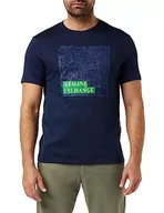 Koszulki męskie - Armani Exchange Męski T-Shirt Regular Fit City Map Pima Cotton Logo Tee T-Shirt, Navy Mi, M - miniaturka - grafika 1