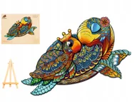 Puzzle - PUZZLE DREWNIANEDUŻE 255 ELEMENTÓW RODZINA ŻÓŁWI W DREWNIANYM PUDEŁKU - miniaturka - grafika 1