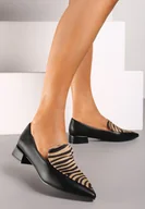 Półbuty damskie - Czarne Półbuty Typu Loafersy ze Szpiczastym Noskiem na Niskim Słupku Tillea - miniaturka - grafika 1