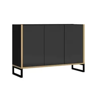 Komody - Nowoczesna komoda HENRY 3F Czarny połysk + złoty - miniaturka - grafika 1