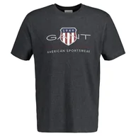 Koszulki męskie - GANT Męski t-shirt Reg Archive Shield Emb SS, Antracyt melanż, 4XL - miniaturka - grafika 1