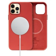 Etui i futerały do telefonów - Crong Crong Essential Cover Magnetic - Etui ze skóry iPhone 12 Pro Max MagSafe (czerwony) - miniaturka - grafika 1