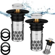 Korki do umywalek - 2-częściowy korek spustowy ze stali nierdzewnej, uniwersalny korek spustowy, ulepszony korek spustowy, filtr zapobiegający blokowaniu się wody, z filt - miniaturka - grafika 1