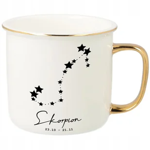 KUBEK UCHO RANT ZŁOTY PORCELANOWY RETRO PREZENT DLA ZODIAKARY WAGA WZORY - Kubki - miniaturka - grafika 1