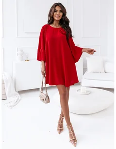 Sukienka trapezowa z różą HADLEE - czerwona - Sukienki Sukienka trapezowa z różą HADLEE - czerwona - Sukienki - miniaturka - grafika 1