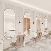 Meble fryzjerskie - Konsola konsoleta fryzjerska barberska kosmetyczna lustro LED rama aluminiowa 170x70 PRO - miniaturka - grafika 1