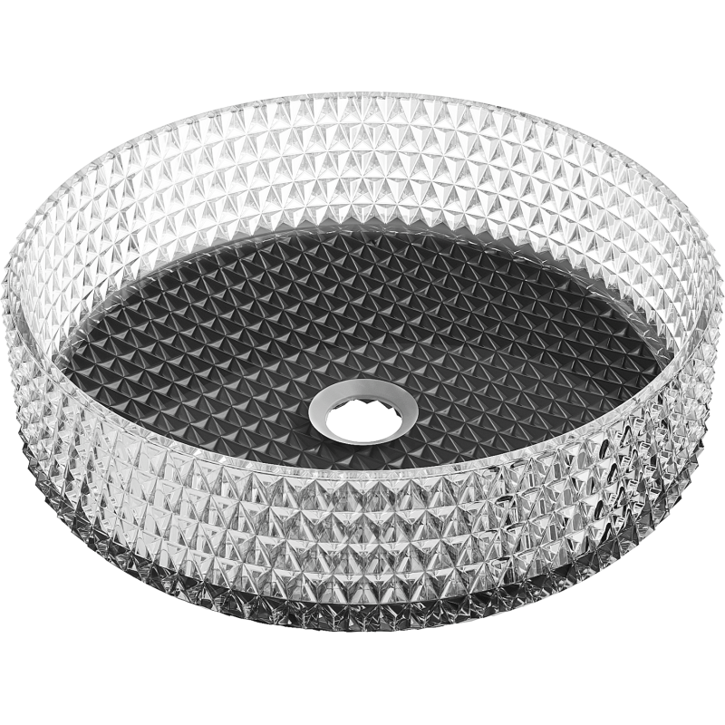 Mexen Aura szklana umywalka nablatowa 39 x 39 cm, transparent/czarna - 24013971