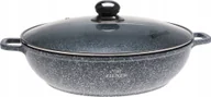 Garnki - GARNEK Niski Płaski MARMUROWY 28cm WOK Indukcja Gaz 3,3l 7069 - miniaturka - grafika 1