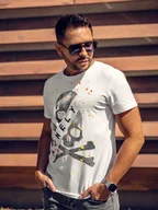 Koszulki męskie - Biały T-shirt męski z nadrukiem Denley Y70008A - miniaturka - grafika 1